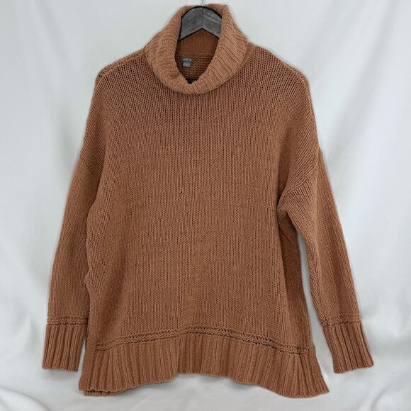 Aerie Oversized Turtleneck Sweater Med Beige Chunky Knit Cozy Fall Pullover Cozy - Picture 1 of 4